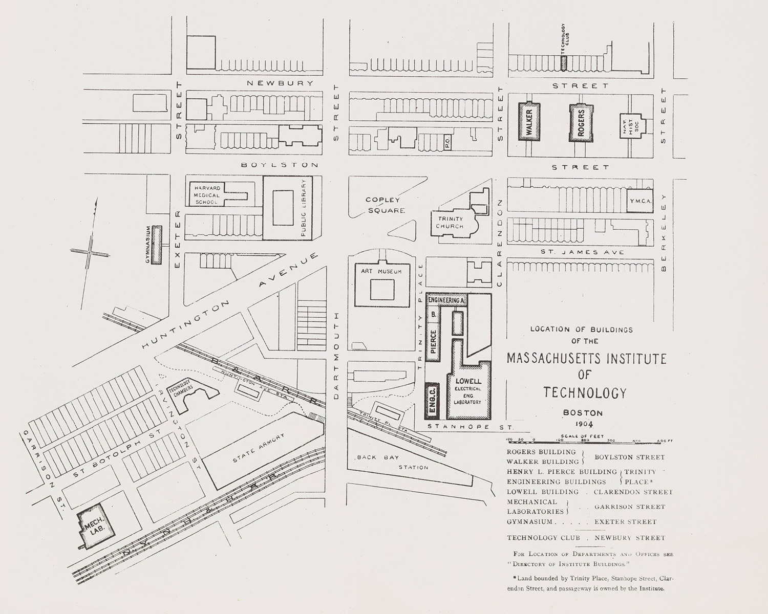 1904 map of MIT's campus